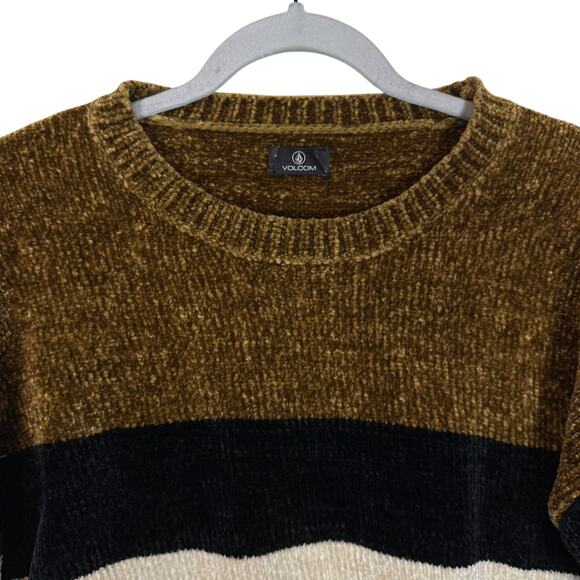 Volcom True To This Sweater Womens XS Multicolor Striped Chenille Long Sleeve - Picture 3 of 10